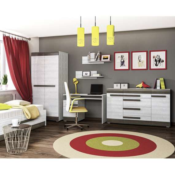 Garderobe Blanco 92x202 cm - snøfuru - grå furu - 2 dører