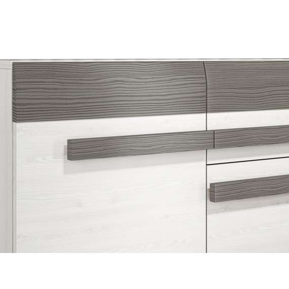 Skjenk Blanco 138x96 cm - snøfuru - grå furu - 2 dører - 4 skuffer