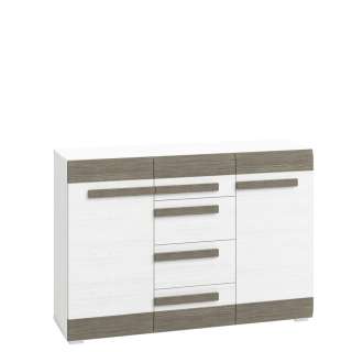 Skjenk Blanco 138x96 cm - snøfuru - grå furu - 2 dører - 4 skuffer