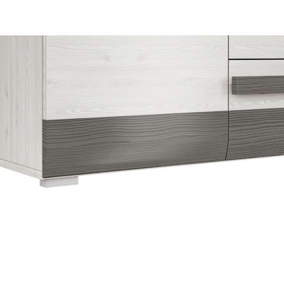 Skjenk Blanco 138x96 cm - snøfuru - grå furu - 2 dører - 4 skuffer
