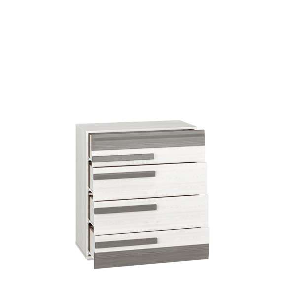 Kommode Blanco 86x96 cm - snøfuru - grå guru - 4 skuffer