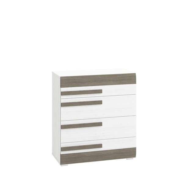 Kommode Blanco 86x96 cm - snøfuru - grå guru - 4 skuffer