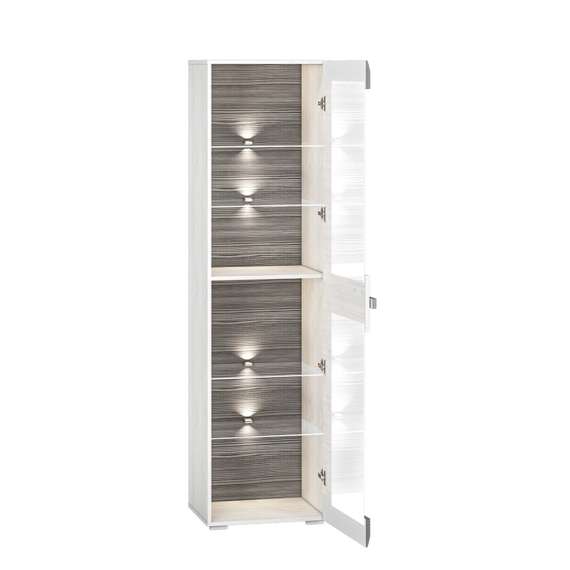 Vitrineskap Blanco 55x202 cm - snøfuru - grå furu