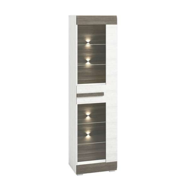 Vitrineskap Blanco 55x202 cm - snøfuru - grå furu