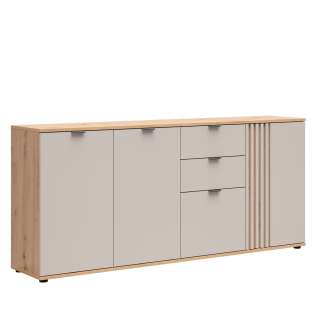 Skjenk BREVAS 194x87 cm - 4 dører - 2 skuffer - cashmere - eik artisan