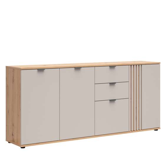 Skjenk BREVAS 194x87 cm - 4 dører - 2 skuffer - cashmere - eik artisan