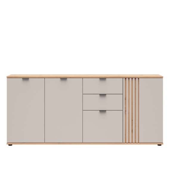 Skjenk BREVAS 194x87 cm - 4 dører - 2 skuffer - cashmere - eik artisan