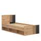 Seng Varbes 90x200 cm - eik artisan - svart matt - spiler