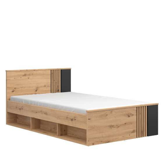 Seng Varbes 120x200 cm - eik artisan - svart matt - spiler