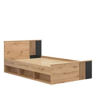 Seng Varbes 120x200 cm - eik artisan - svart matt - spiler