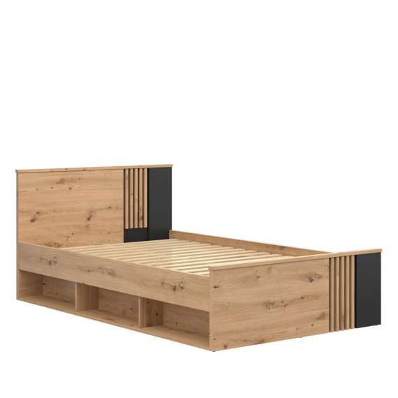 Seng Varbes 120x200 cm - eik artisan - svart matt - spiler