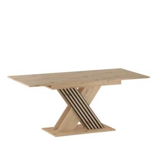 Spisebord VARBES 138-178 cm - med illeggsplate -  eik artisan - svart matt