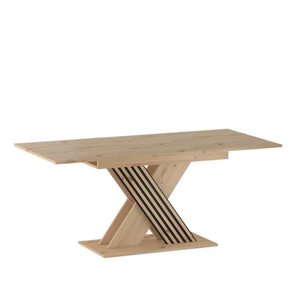 Spisebord VARBES 138-178 cm - med illeggsplate -  eik artisan - svart matt