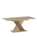 Spisebord VARBES 138-178 cm - med illeggsplate -  eik artisan - svart matt