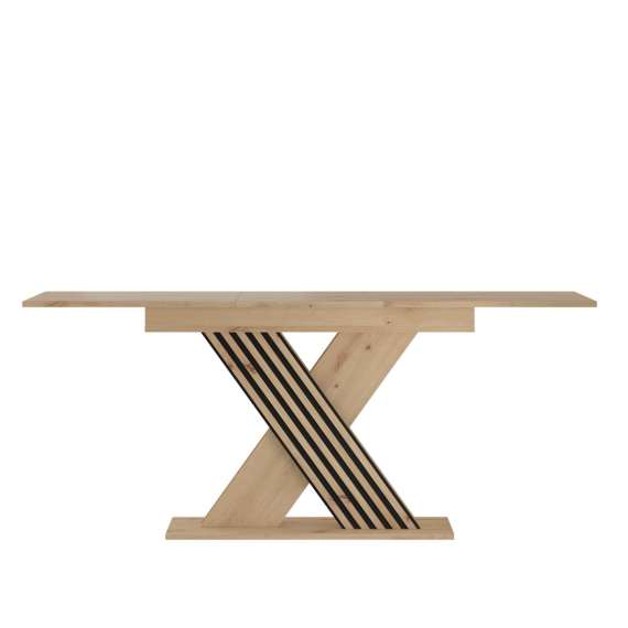 Spisebord VARBES 138-178 cm - med illeggsplate -  eik artisan - svart matt