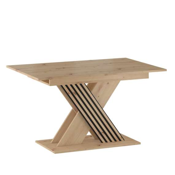 Spisebord VARBES 138-178 cm - med illeggsplate -  eik artisan - svart matt