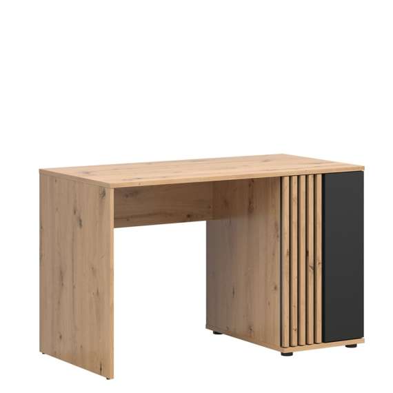 Skrivebord VARBES 120x60 cm - 1 dør - eikartisan - svart matt