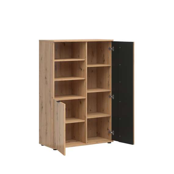 Reol Varbes  90x137 cm - eik artisan - svart matt- spiler