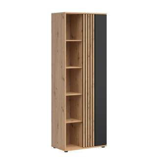 Reol Varbes  70x195 cm - eik artisan - svart matt- spiler