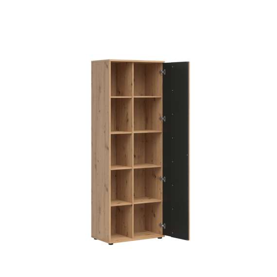 Reol Varbes  70x195 cm - eik artisan - svart matt- spiler