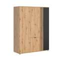 Garderobeskap Varbes  150x195 cm - 4 dører - eik artisan - svart matt- spiler