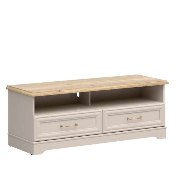 Tv-benk Anga 124x47 cm - 2 skuffer - cashmere - eik mauvella