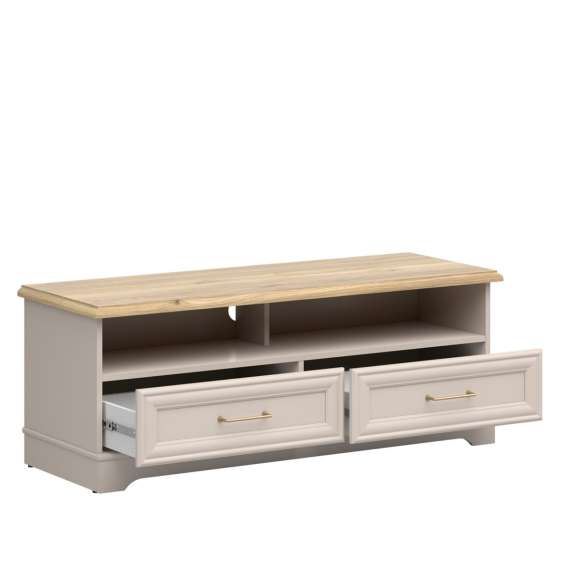 Tv-benk Anga 124x47 cm - 2 skuffer - cashmere - eik mauvella