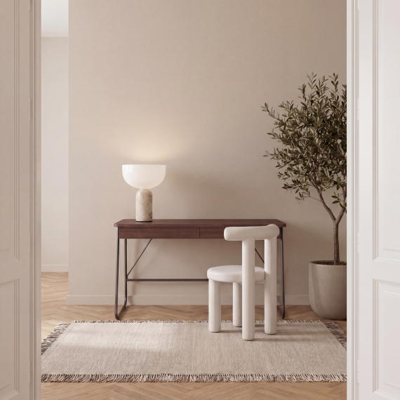 Skrivebord Match MB 135x67 cm - brun eik - med skuffer