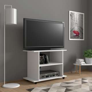 Tv-benk Yogi 80x60 cm - hvit - med hjul