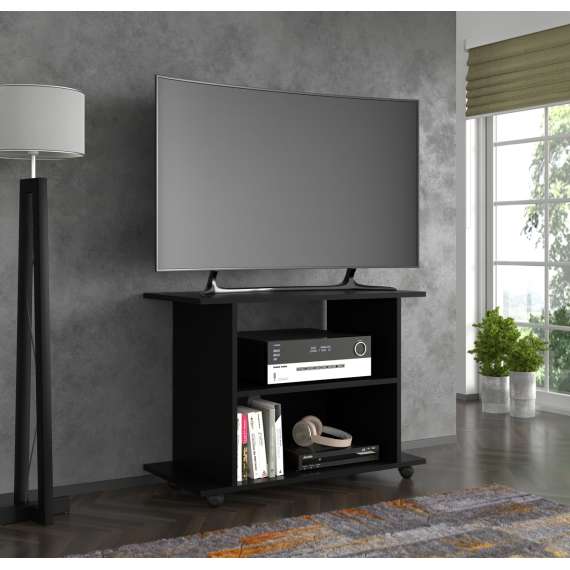 Tv-benk Yogi 80x60 cm - sort - med hjul