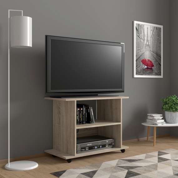 Tv-benk Yogi 80x60 cm - lys eik - med hjul