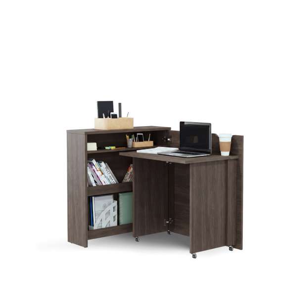 Work Concept Slim skrivebord 90 cm - sammenleggbart - brun eik