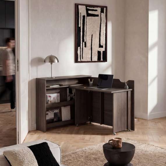 Work Concept Slim skrivebord 90 cm - sammenleggbart - brun eik