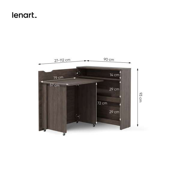 Work Concept Slim skrivebord 90 cm - sammenleggbart - brun eik