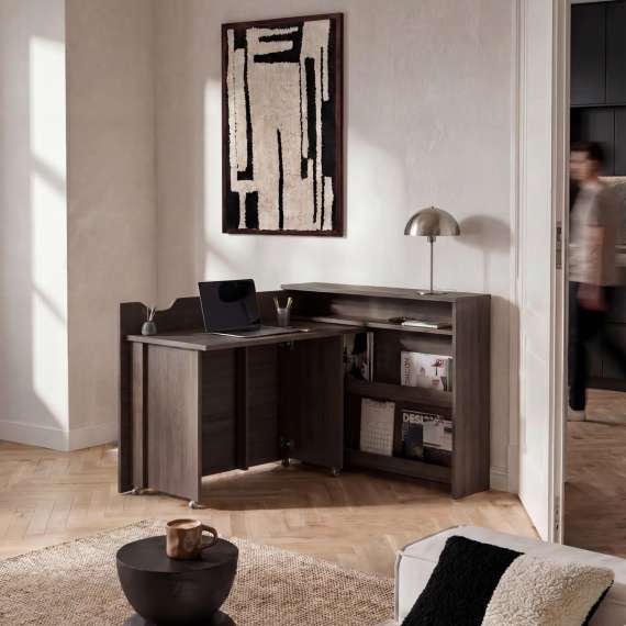 Work Concept Slim skrivebord 90 cm - sammenleggbart - brun eik