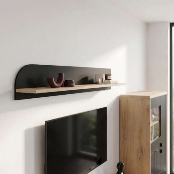 Hylle AURIQUET 169x26 cm - eik vill - svart matt