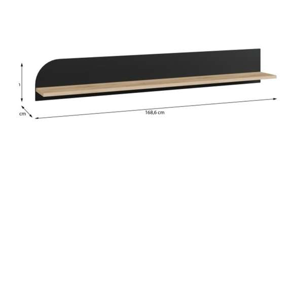 Hylle AURIQUET 169x26 cm - eik vill - svart matt