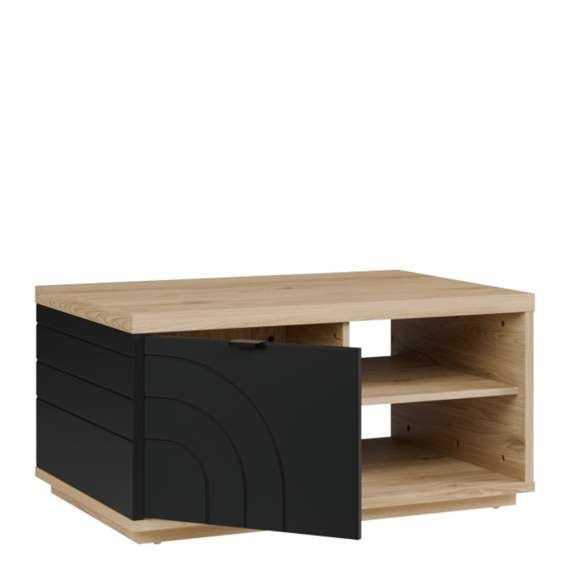 Sofabord AURIQUET 90x60 cm - eik vill - svart matt - 1 dør