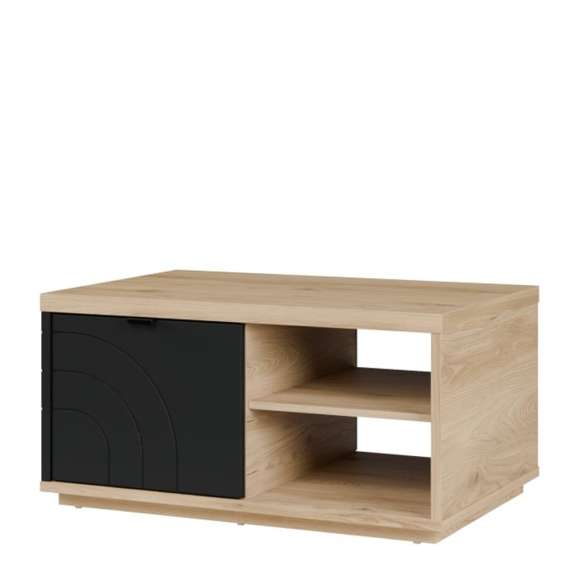 Sofabord AURIQUET 90x60 cm - eik vill - svart matt - 1 dør