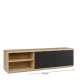 Tv-benk AURIQUET 185x52 cm - eik vill - svart matt - 2 dører