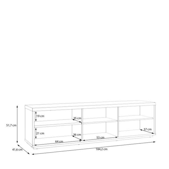 Tv-benk AURIQUET 185x52 cm - eik vill - svart matt - 2 dører