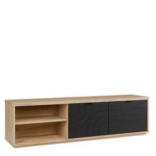 Tv-benk AURIQUET 185x52 cm - eik vill - svart matt - 2 dører
