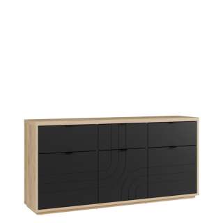 Skjenk AURIQUET 180x87 cm - eik vill - svart matt - 3 dører - 3 skuffer