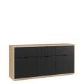 Skjenk AURIQUET 180x87 cm - eik vill - svart matt - 3 dører - 3 skuffer