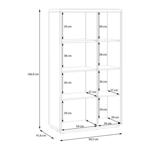 Vitrineskap AURIQUET 95x167 cm - eik vill - svart matt - 3 dører