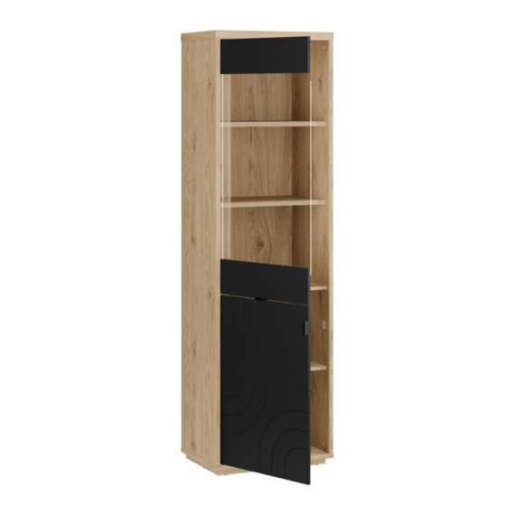 Vitrineskap AURIQUET 60x202 cm - eik vill - svart matt - 2 dører