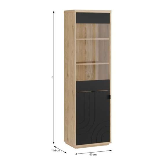 Vitrineskap AURIQUET 60x202 cm - eik vill - svart matt - 2 dører