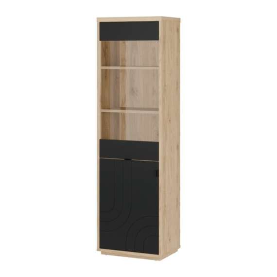 Vitrineskap AURIQUET 60x202 cm - eik vill - svart matt - 2 dører