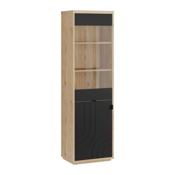 Vitrineskap AURIQUET 60x202 cm - eik vill - svart matt - 2 dører