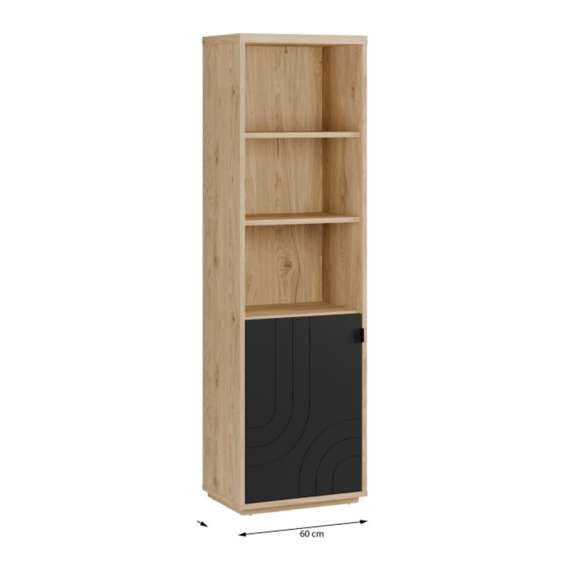 Reol AURIQUET 60x202 cm - eik vill - svart matt - 1 dør